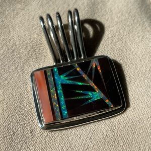 Gorgeous One of a Kind silver inlaid opal pendant nature design